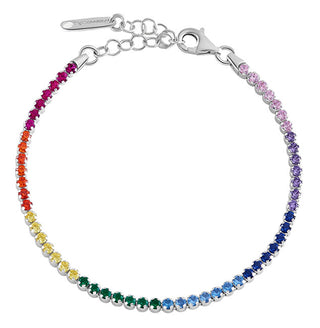 Brosway Pulsera de tenis con circonitas de colores del arcoíris elegante y alegre FJR08
