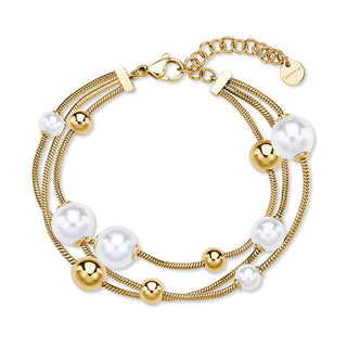 Brosway Bracciale Triplo Placcato Oro Con Perle Perfect Bpc59