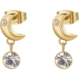 Brosway Pendientes colgantes de cristal del chakra lunar bañados en oro BHKE181