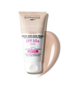 Byphasse Crema Viso Anti-Età Colorata SPF50 Media 50ml — Crema solare colorata
