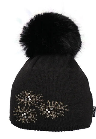 Capu Cappello Da Donna nero fiocchi di neve