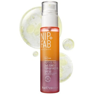 Nip + fab PEPTIDE FIX 2in1 Tone & Top-Up Mist SPF 50 75 ml — Spray solare viso