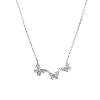 Again Jewelry Delicate Silver Necklace With Butterflies Ajna0023 