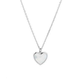 Again Jewelry Delicate Silver Heart Necklace with Mother of Pearl Ajna0031 (Chain, Pendant) 