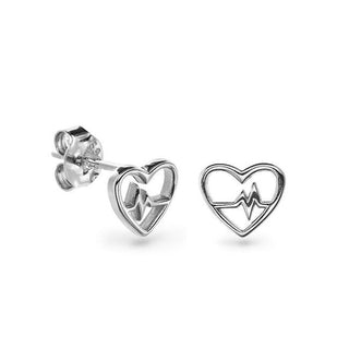 Again Jewelry Boucles d’oreilles en argent cœur avec courbe ECG Ajns0032 