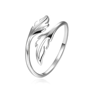 Agato Bague ouverte en argent avec feuilles Agt-R49X - Circonférence : 57 Mm 