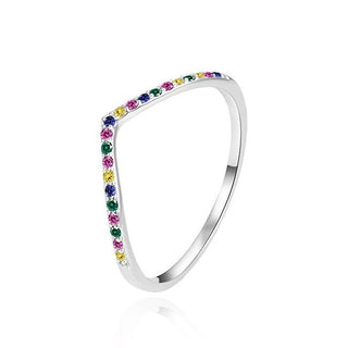 Agato Elegante Bague en argent avec zircons colorés Agt-R58C - Circonférence : 52 Mm 