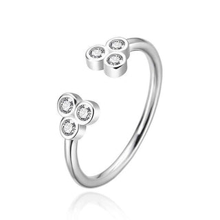 Agato Bague ouverte en argent avec zircons Agt-R68W - Circuit : 62 Mm 