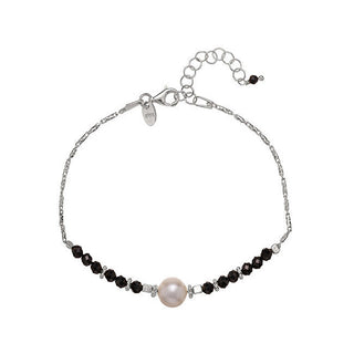 Alisia Bracciale Argento Spinello Nero Perla Fiume — Bracciale