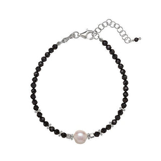 Alisia Bracelet avec perles de spinelle noir et perle authentique Al4108-Argento-Spinello 