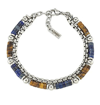 Amen Men's Double Bracelet with Tiger Eye and Lapis Lazuli Acbr2Bbblm 