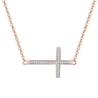 Beneto Collana In Argento Placcato Oro Rosa Con Croce Ags196 47-Rose — Collana