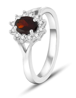 Beneto Exclusive Bezaubernder Ring mit bordeauxrotem Granat Graagg4 - Umfang: 58 Mm 