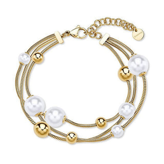 Brosway Bracciale Triplo Oro Perle Perfect Bpc59 — Bracciale