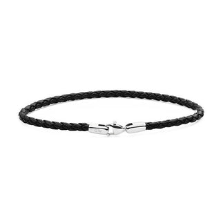 Daniel Wellington Bransoletka Pleciona Skóra Czarna Sheffield 20,5 cm — Bransoletka