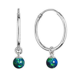 Evolution Group Orecchini Cerchio Argento 2 In 1 Opale Verde Sintetico 11410.3 — Orecchini