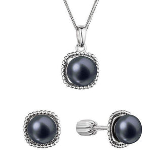 Evolution Group Parure Di Gioielli In Argento Con Perle Di Fiume Nere 29065.3B — Parure gioielli