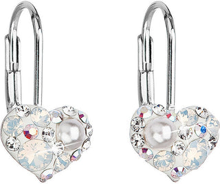 Evolution Group Kolczyki w Kształcie Serca z Swarovski 31125.9 Biały — Kolczyki