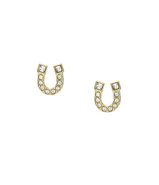 Fossil Horseshoe Orecchini Bottone Oro Cristalli Jf04908710 — Kolczyki
