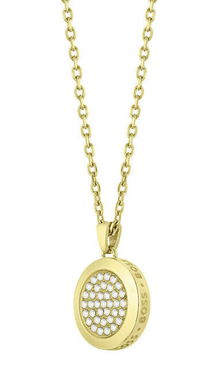 Hugo Boss Collana Medaglione Cristallo Placcato Oro 1580300 — Collana