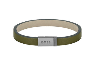 Hugo Boss Bracciale Pelle Cachi Jace 1580338 Lunghezza 17,5 cm — Bracciale