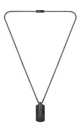 Hugo Boss Collana Nera Distintivo Militare Orlado 1580356 Uomo — Collana