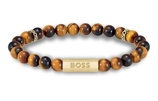 Hugo Boss Trendy Bracelet With Beads And Tiger Eye Sphere 1580661 - Length: 19 Cm 