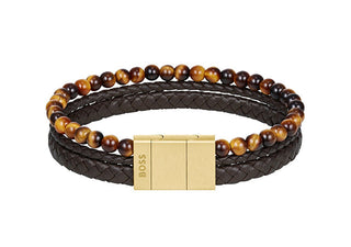 Hugo Boss Bracciale Triplo Marrone Uomo Sphere 1580787 — Bracciale