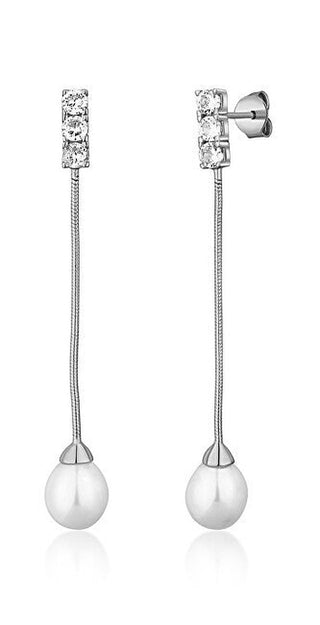 Jvd Orecchini Eleganti In Argento Con Perla Di Fiume — Orecchini