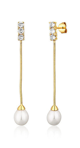 Jvd Élégantes Boucles d’Oreilles Plaquées Or avec Perle de Rivière Svle1581Xd2Gp00 