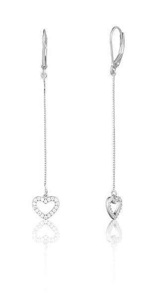 Jvd Long Silver Drop Earrings with Hearts Svle1910Xe9Bi00 