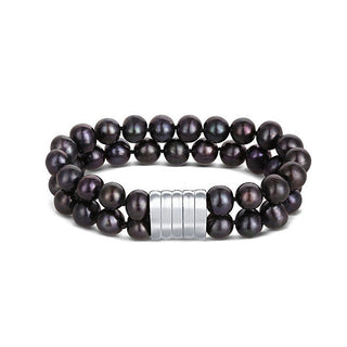 Jwl Luxury Pearls Bracciale Doppia Fila Perle Nere — Bracciale