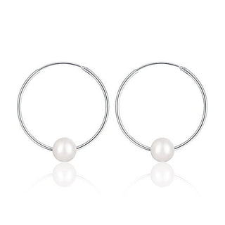 Jwl Luxury Pearls Orecchini Cerchio Argento Perle Bianche — Orecchini
