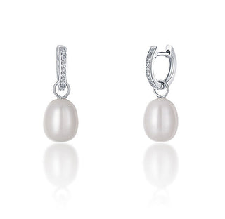 Jwl luxury pearls Orecchini Rotondi In Argento Con Vera Perla E Zirconi 3 In 1 Jl0685 — Orecchini