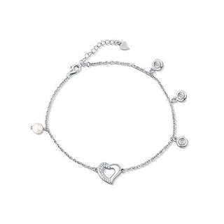 Jwl Luxury Pearls Delicata Catena Per Gamba Con Cuore E Perla Jl0806 — Cavigliera