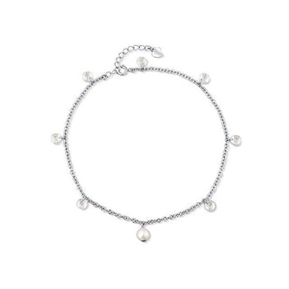 Jwl Luxury Pearls Cavigliera In Argento Abbagliante Con Perla E Cristalli Jl0805 — Cavigliera