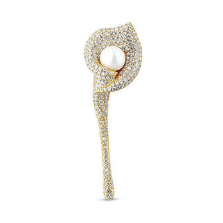 Jwl Luxury Pearls JL0815 Spilla Dorata Scintillante 2 in 1 con Fiore di Calla — Spilla