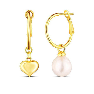 Jwl Luxury Pearls Orecchini Asimmetrici Cuore e Perla d'Acqua Dolce 2in1 JL0854 — Orecchini