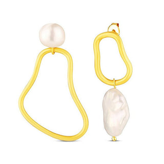 Jwl Luxury Pearls Orecchini Asimmetrici Oro Perle Acqua Dolce — Orecchini