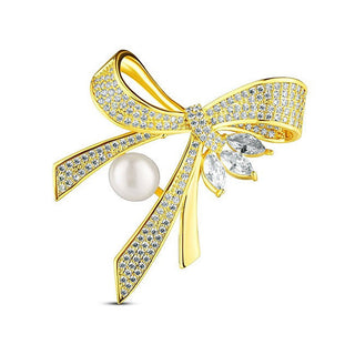 Jwl Luxury Pearls Spilla Bow Perla Zirconi — Spilla