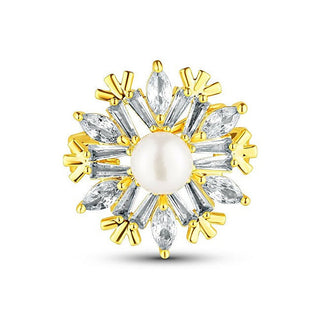 Jwl luxury pearls Spilla A Fiocco Di Neve Scintillante Con Perla Jl0873 — Spilla