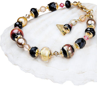 Lampglas Bracciale Mysterious Mystery Con Perle E Oro 24 Carati Bp18 — Bracciale