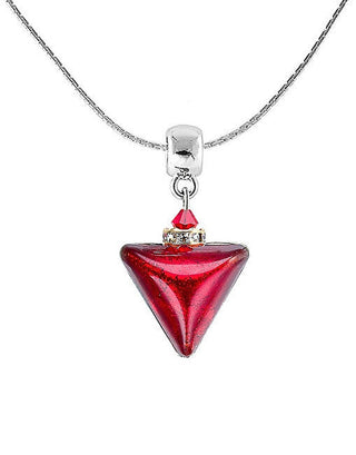 Lampglas Collana con Triangolo Rosso e Oro 24K in Perla Nta4 — Collana