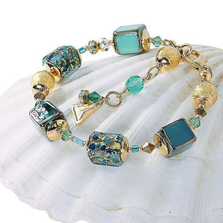 Lampglas Bracciale Emerald Oasis Con Oro 24K Bcu68 — Bracciale