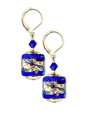 Lampglas Øreringe Blue Passion med 24K Guld Ecu38 — Øreringe
