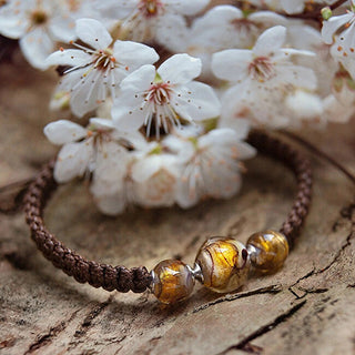 Lampglas Braccialetto Perle Nido D'Ape Oro 24 Carati BSA51/CHI — Armbånd