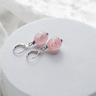 Lampglas Örhängen Rosa Tenue Med Sterling Silver Och Pärlor — Örhängen