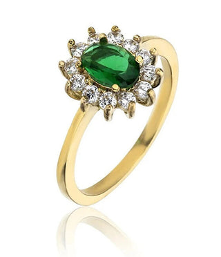 Marc Malone Sparkling Gold-Plated Ring With Zirconia Harmony Green Ring Mcr23051G - Size: 57 Mm 