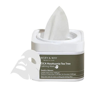 Mary & May Mascarilla Facial Calmante Cica Houttuynia Tea Tree (Mascarilla Calmante) 30 Piezas 