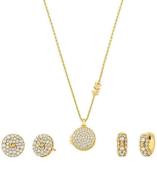 Michael Kors Ensemble de bijoux de luxe plaqués or Mkc1699Set (Collier, 2 boucles d’oreilles) 